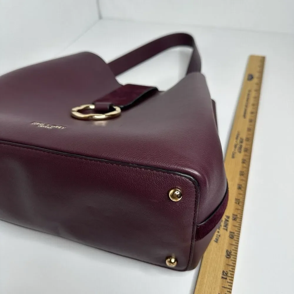 Luella Grey London Handbag‎ Hobo Shoulder Bucket Bag Purple Faux Leather Footed
